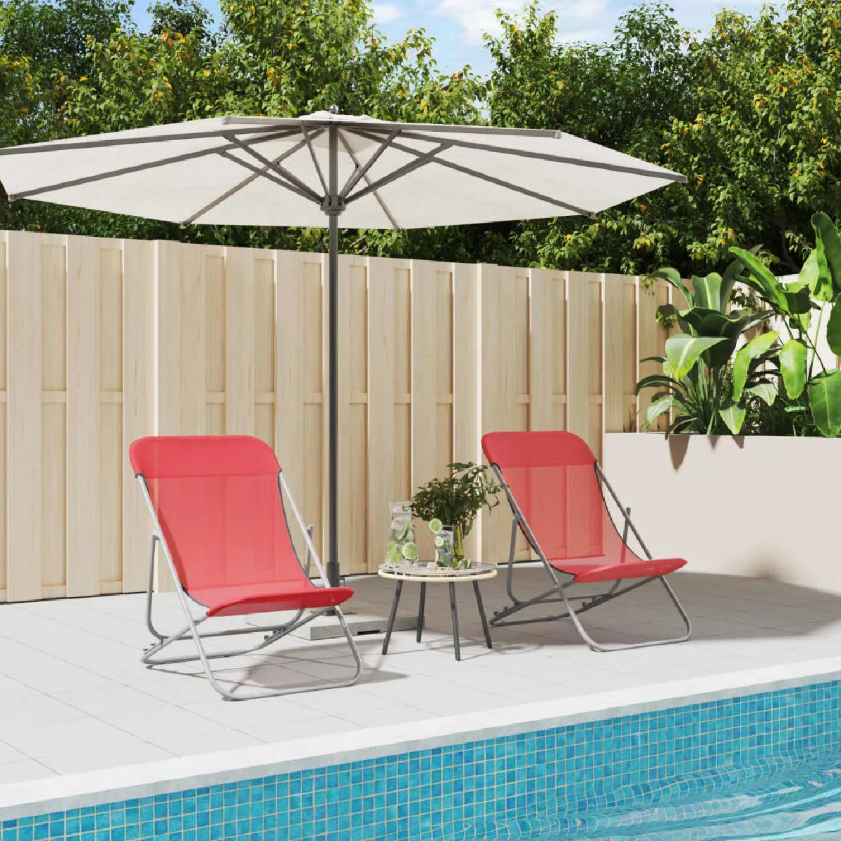 vidaXL Chaises de plage pliantes (Lot de 2)