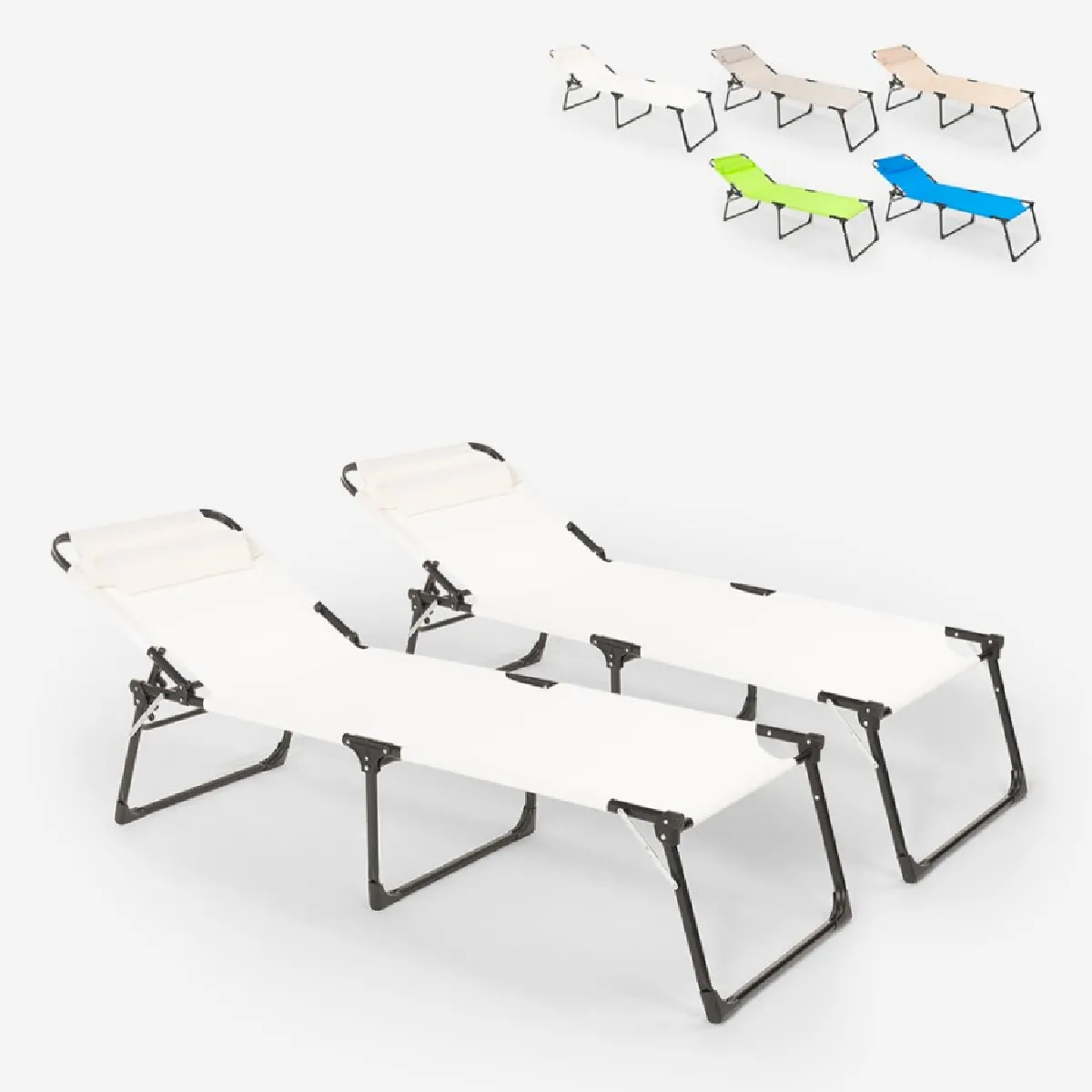 Beach and garden design Chaises longues pliantes Mauritius - Blanc Beach and garden design Chaises longues pliantes Mauritius - Blanc