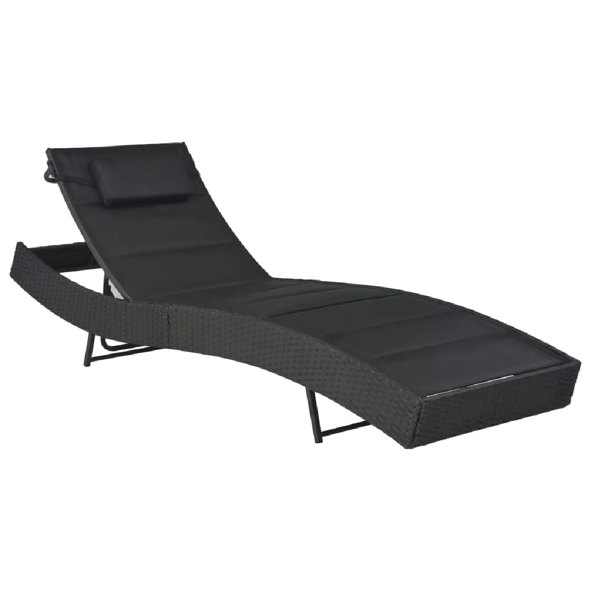vidaXL Chaise longue Résine tressée et textilène - vue 2