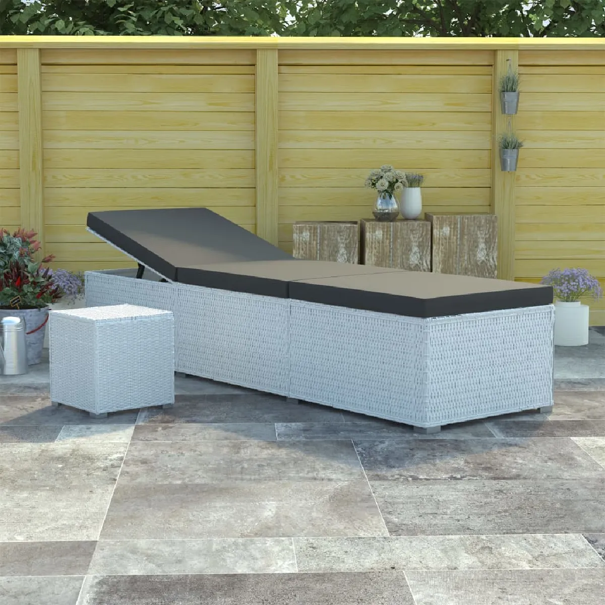 VidaXL Chaise Longue et Table Rotin - vue 2
