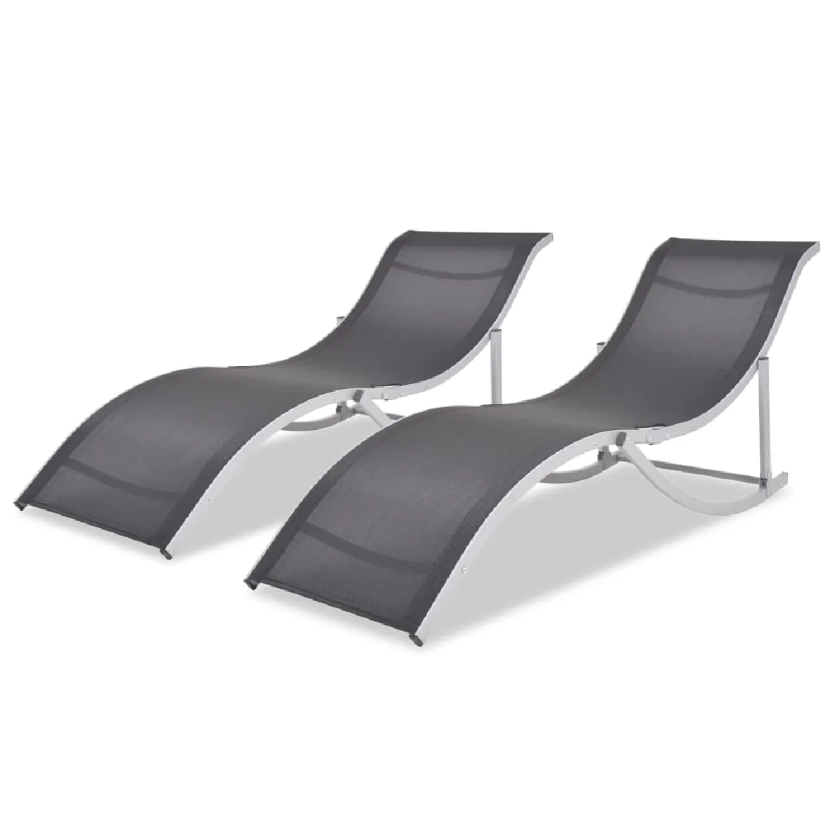 VIDAXL Chaises longues pliables Textilène - vue 2