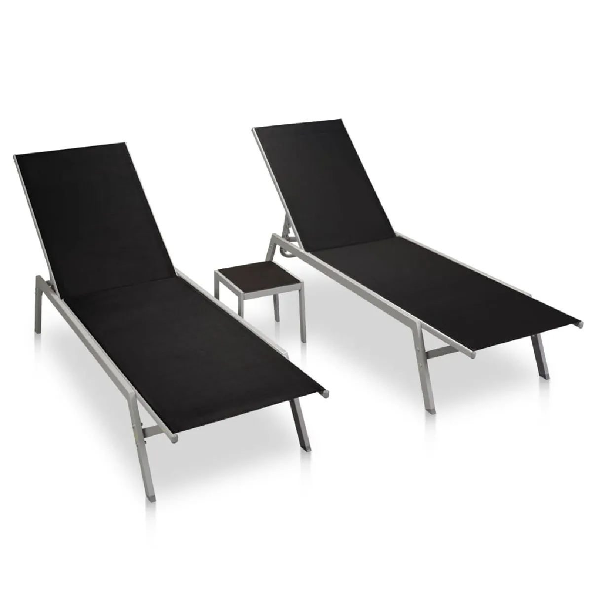 vidaXL Lot de 2 chaises longues avec table - vue 5