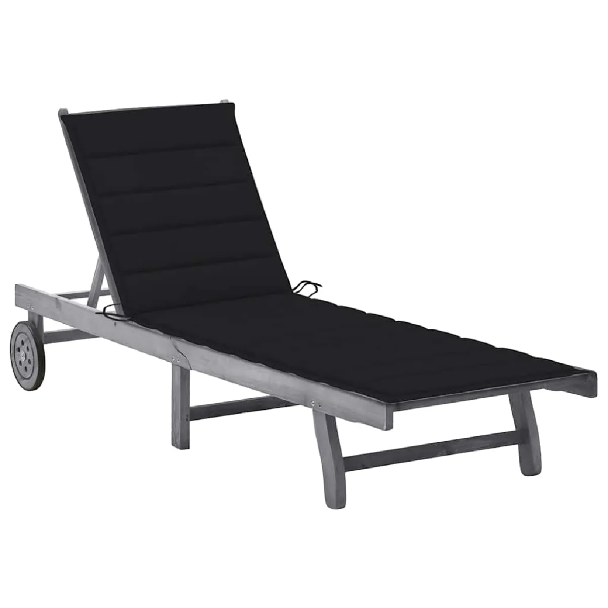 Non Communiqué Gris Chaise Longue De Jardin Avec Coussin Bois D Acacia Solide - Image 3