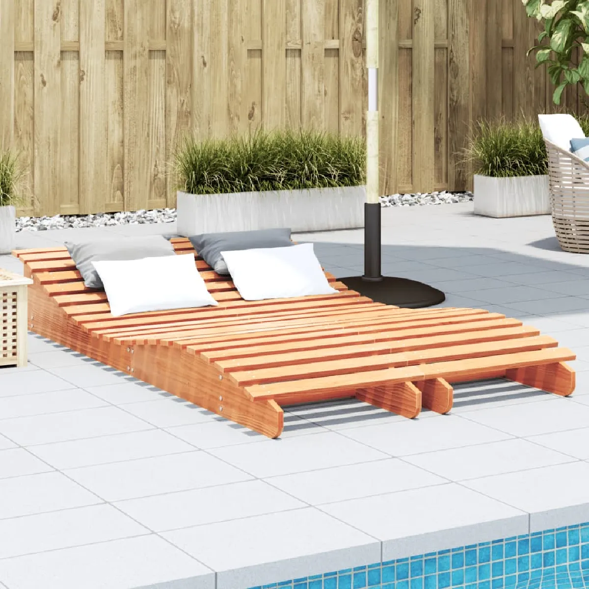 vidaXL Lot de 2 Chaises Longues Bain de Soleil Transat de Terrasse Siège de Jardin Patio Balcon Extérieur Cire 844651 - vue 2