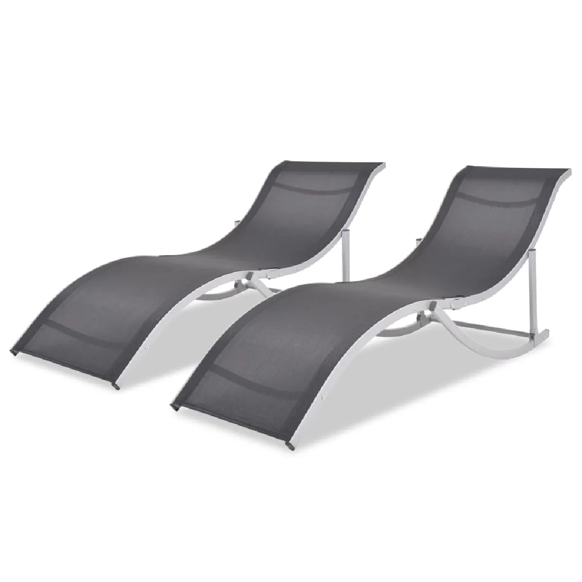 VIDAXL Chaises longues pliables Textilène - vue 2