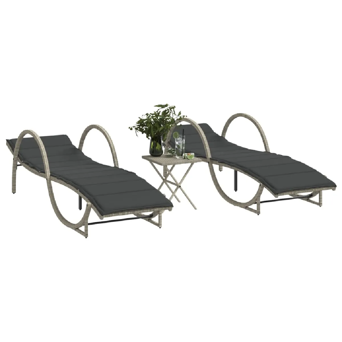 vidaXL Lot de 2 chaises longues avec table - vue 10