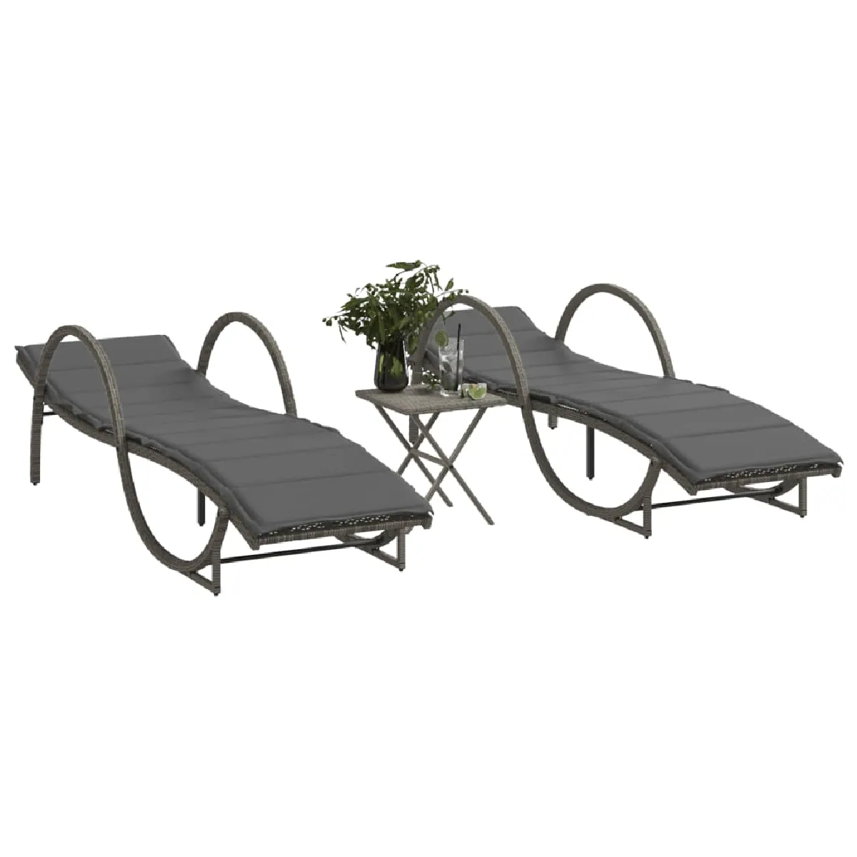 VIDAXL Chaises longues résine tressée lot de 2
