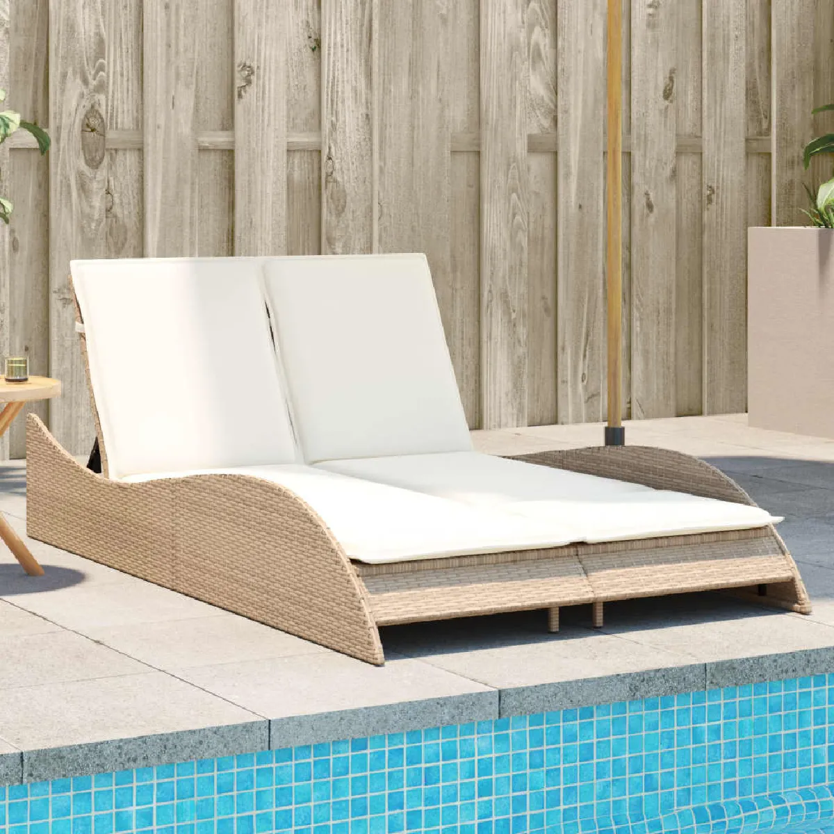 vidaXL Chaise longue avec coussins Résine tressée - vue 3