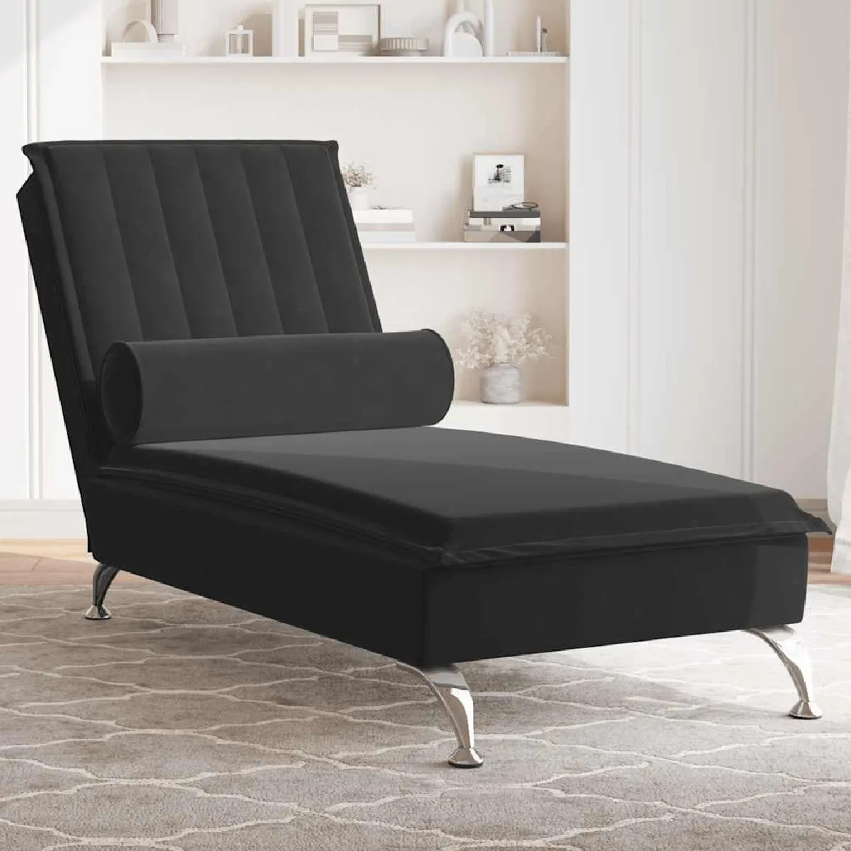 vidaXL Chaise longue massage velours - vue 2