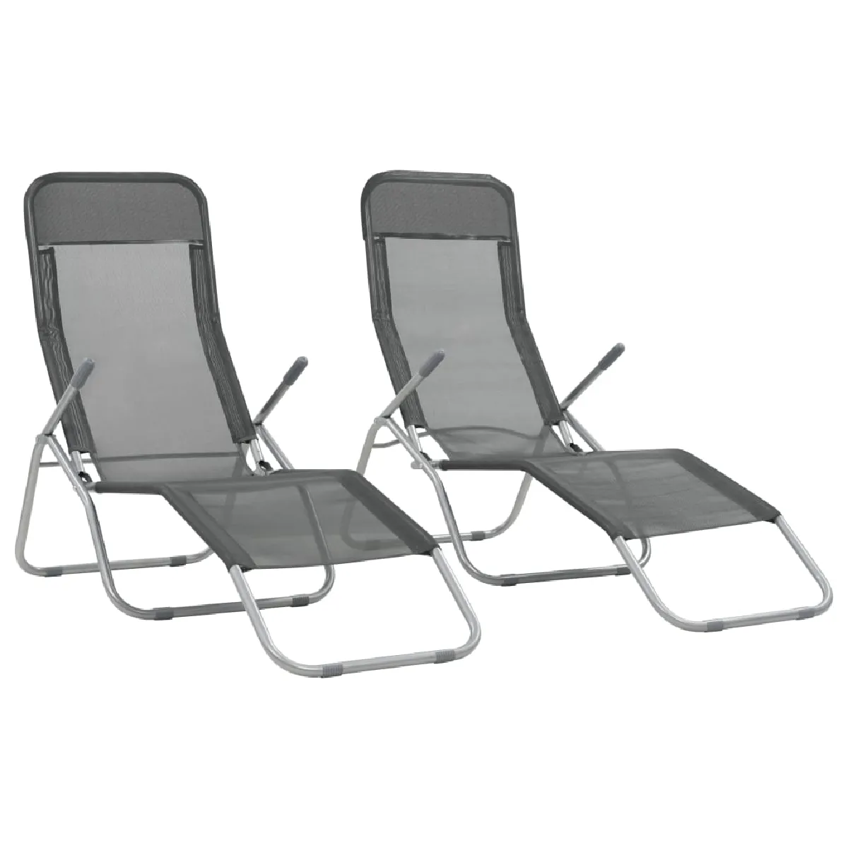 VIDAXL Lot de 2 chaises longues - Anthracite