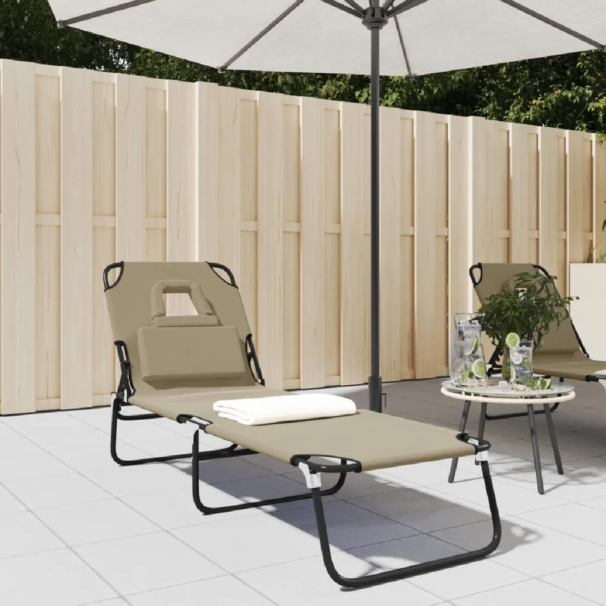 Vidaxl Chaise Longue Pliante Taupe