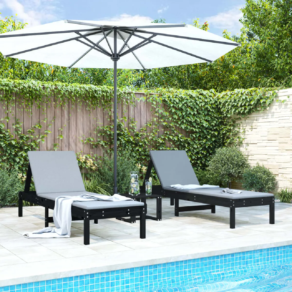 VIDA Chaises longues Pin massif - vue 2
