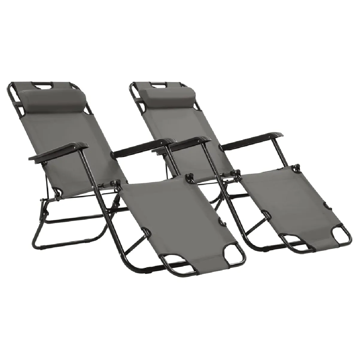 vidaXL Chaises Longues Pliables - Gris