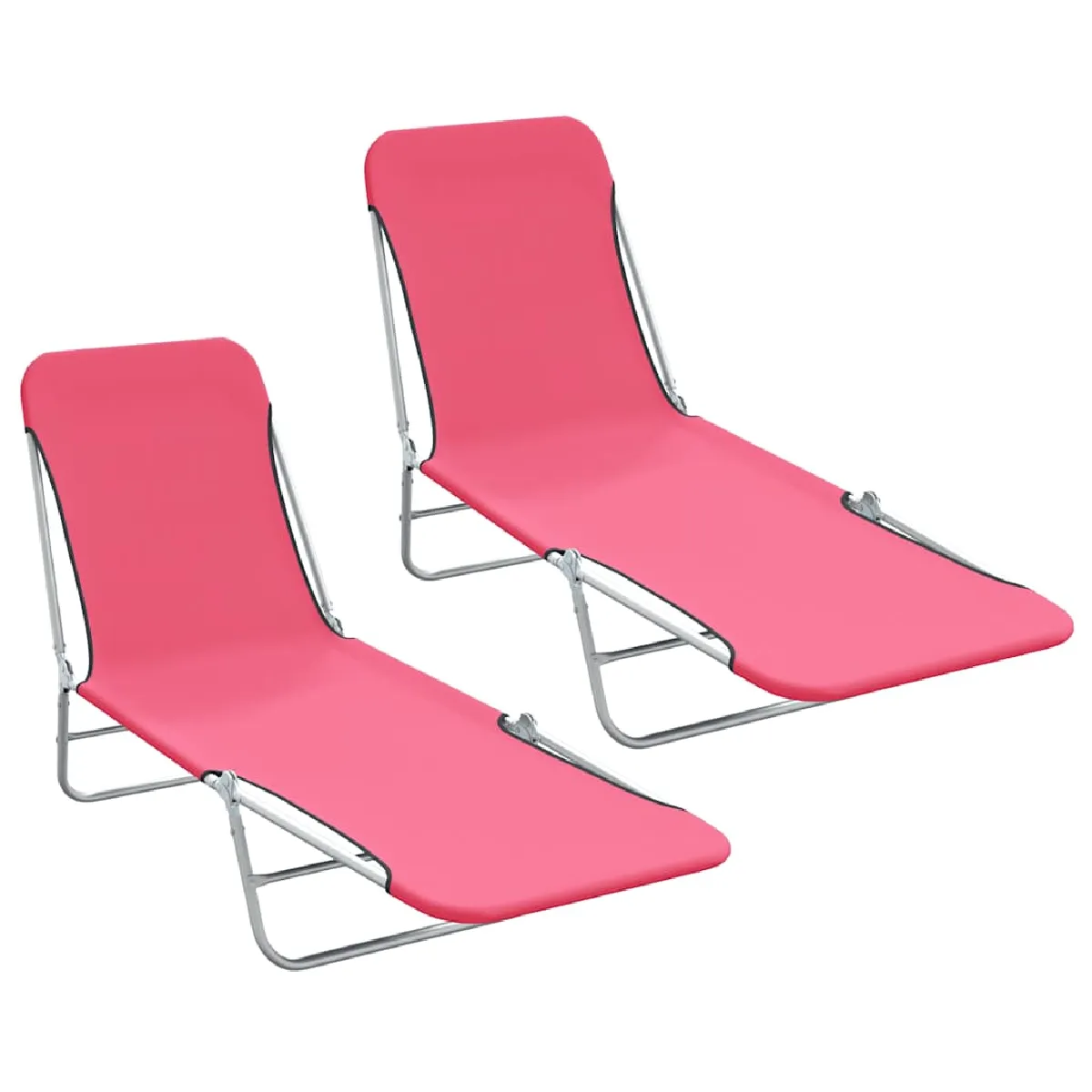 Vidaxl Rose Chaises Longues Pliables Lot De 2
