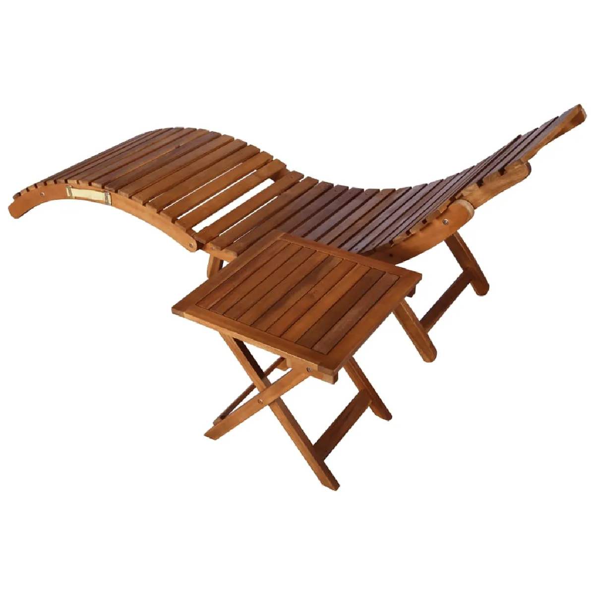 Helloshop26 Chaise longue avec table en acacia - Bois