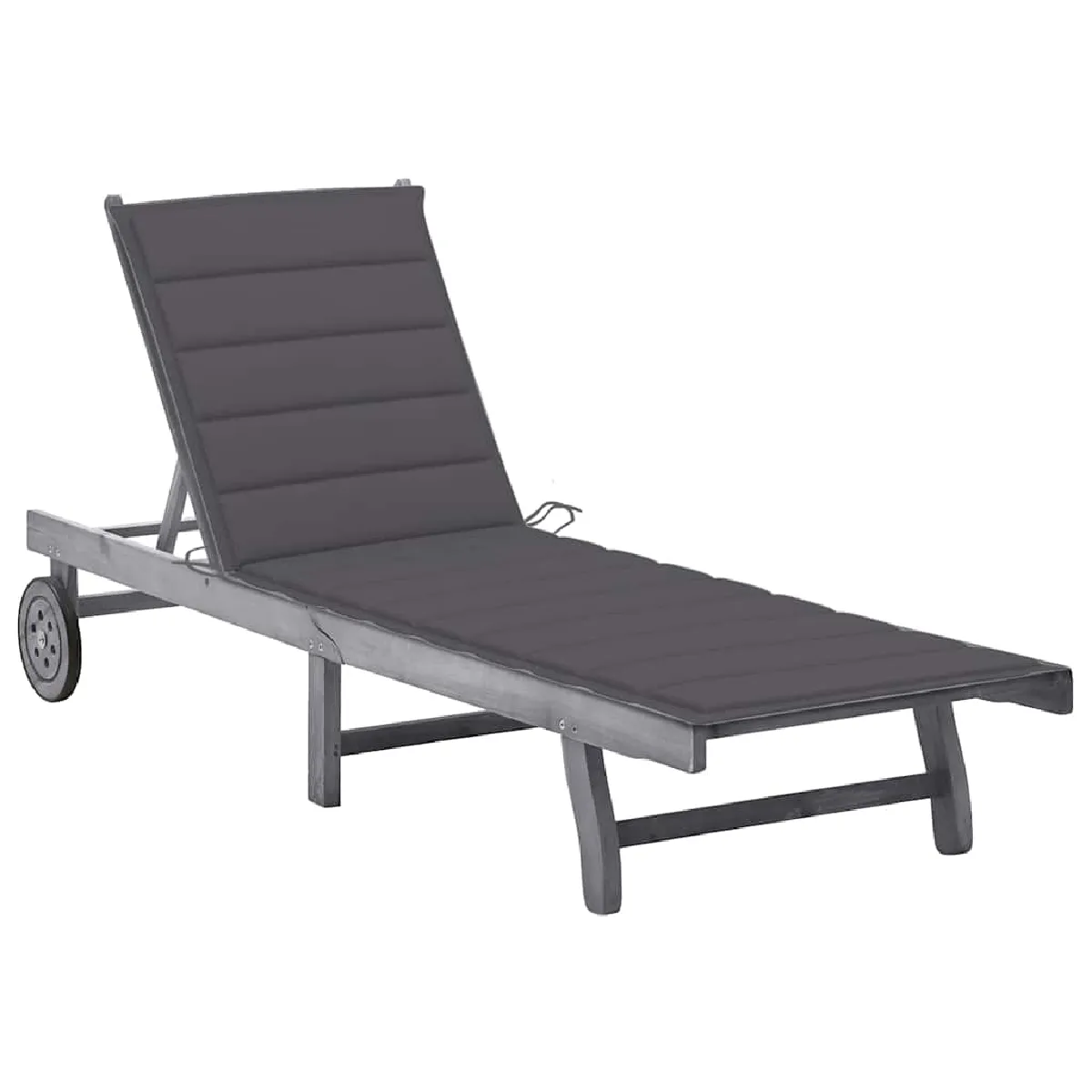 VIDAXL - Chaise longue de jardin - Bois d'acacia - Gris - Image 3
