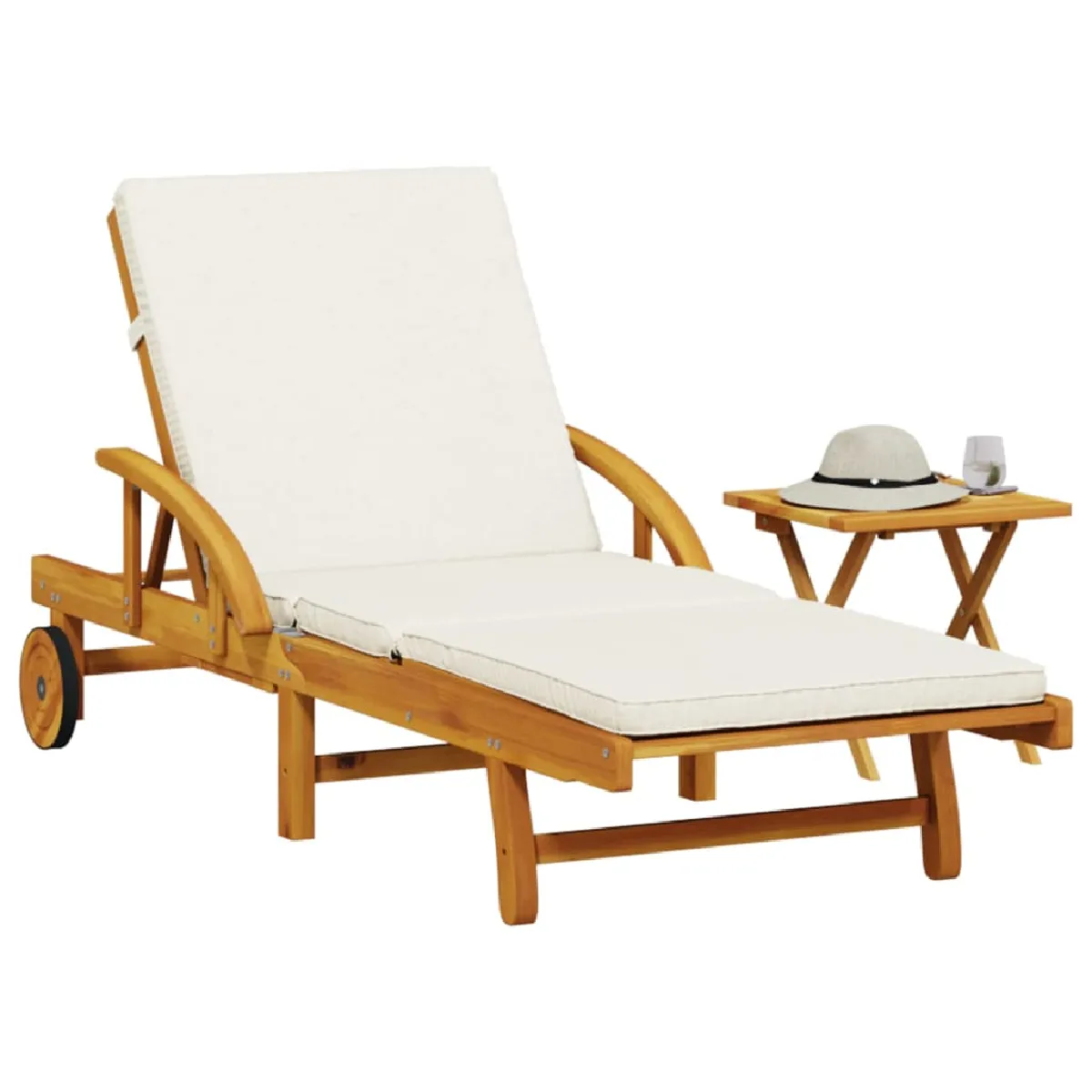Vidaxl chaise longue avec table bois d'acacia - vue 7