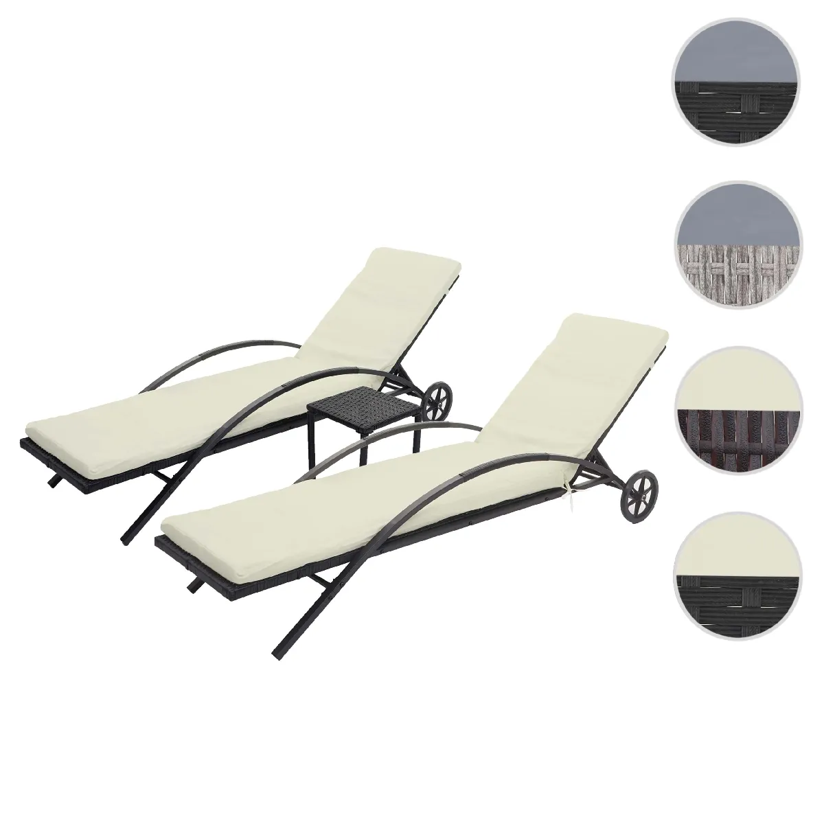 Mendler lot de 2 chaises longues résine tressée - Noir Mendler lot de 2 chaises longues résine tressée - Noir