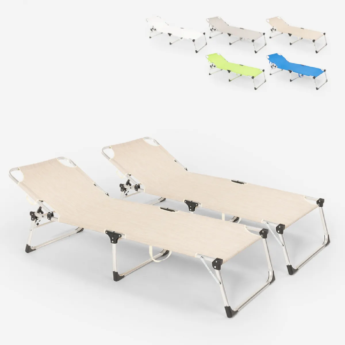Beach and garden design Lot de 2 chaises longues Seychelles - Beige Beach and garden design Lot de 2 chaises longues Seychelles - Beige