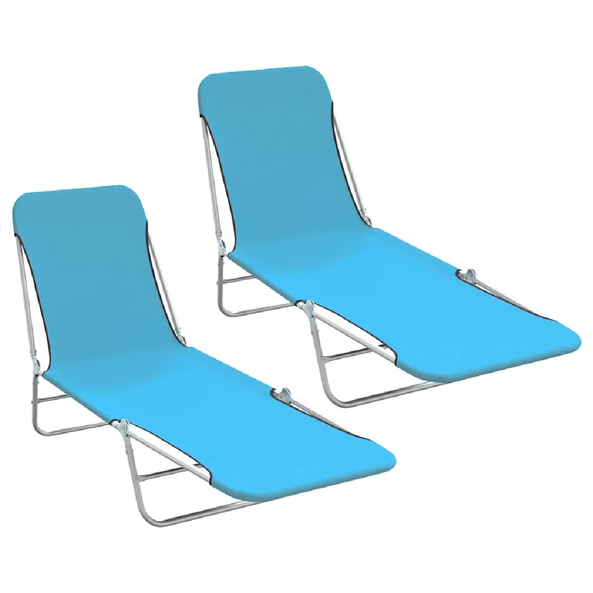 vidaXL Chaises longues pliables lot de 2 - Bleu