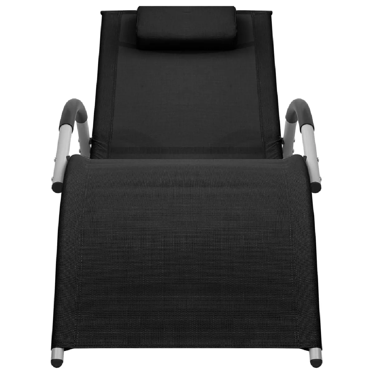 Helloshop26 Chaise longue textilène avec coussin - Noir