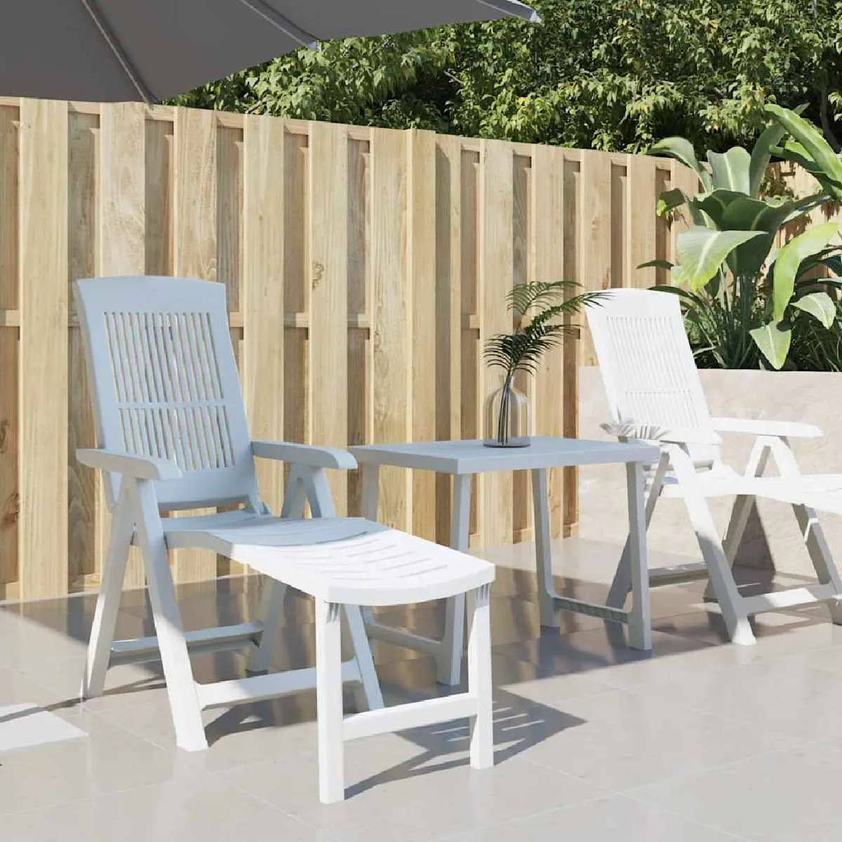 VIDAXL - Chaise longue - Inclinable 5 positions - Blanc - Image 2