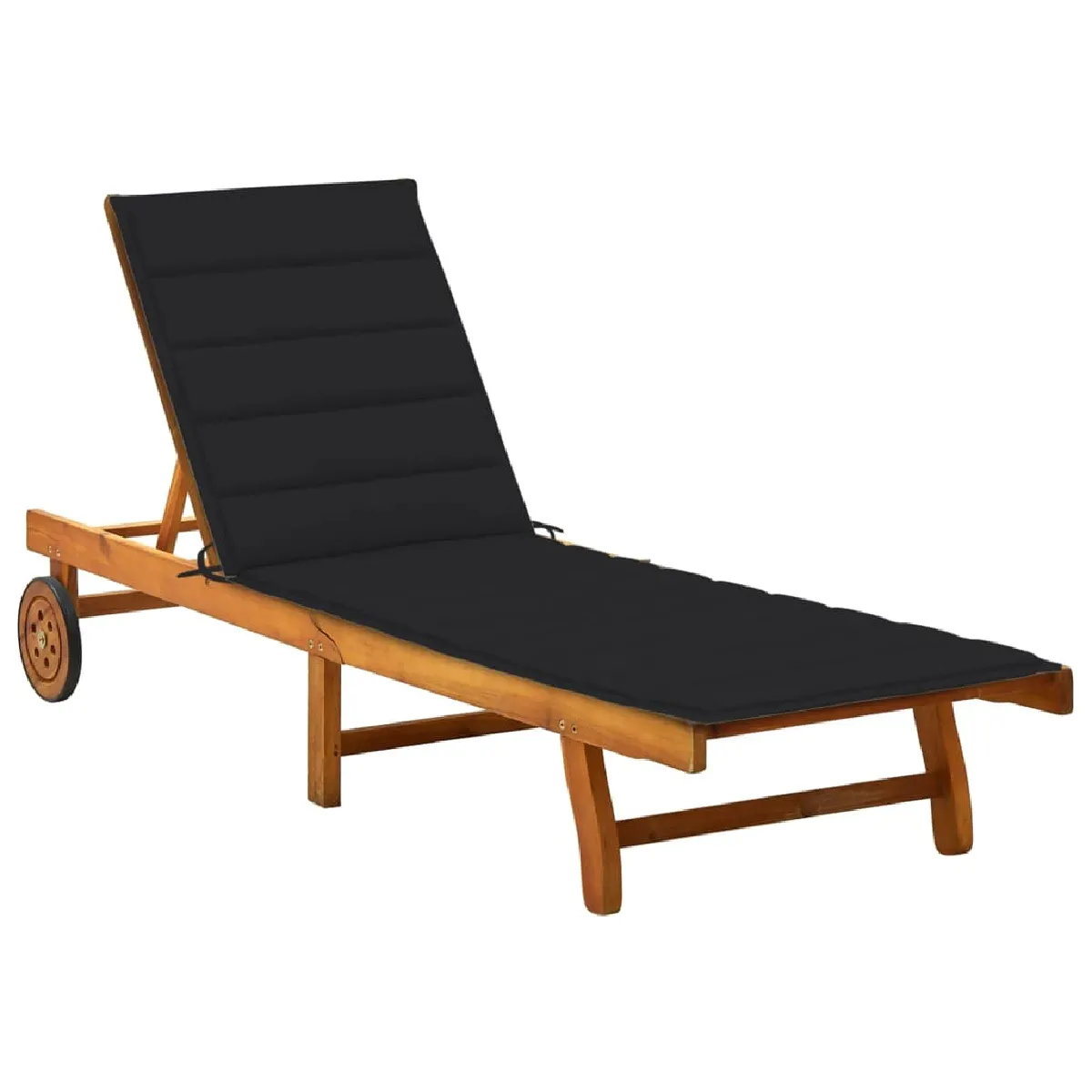 vidaXL Chaise longue avec coussin Acacia - vue 3