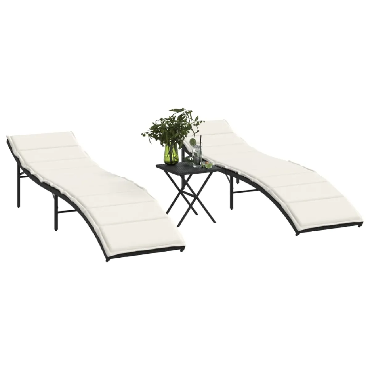 vidaXL Chaises longues et Table Lot de 2