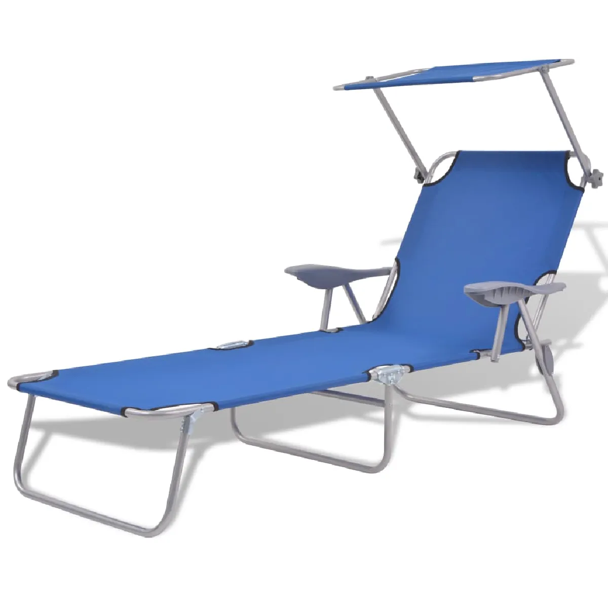 vidaXL Chaise longue avec auvent Bleu
