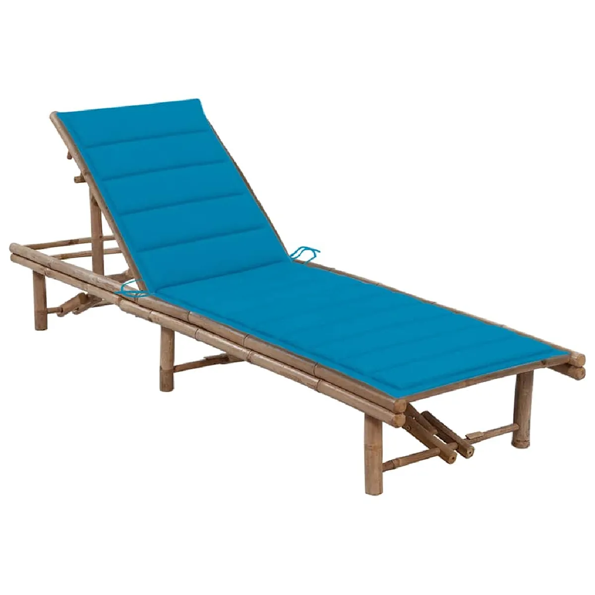 Non Communiqué Bleu Chaise Longue Vidaxl En Bambou H. 30 Cm L. 200 Cm Non Empilable Non Pliable - Image 2