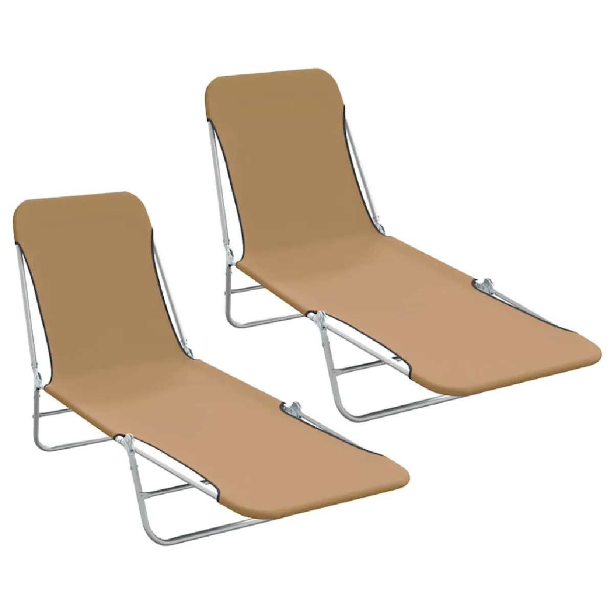Chaise longue VIDAXL Set de 2 Acier enduit de Pliable et réglable - vue 3