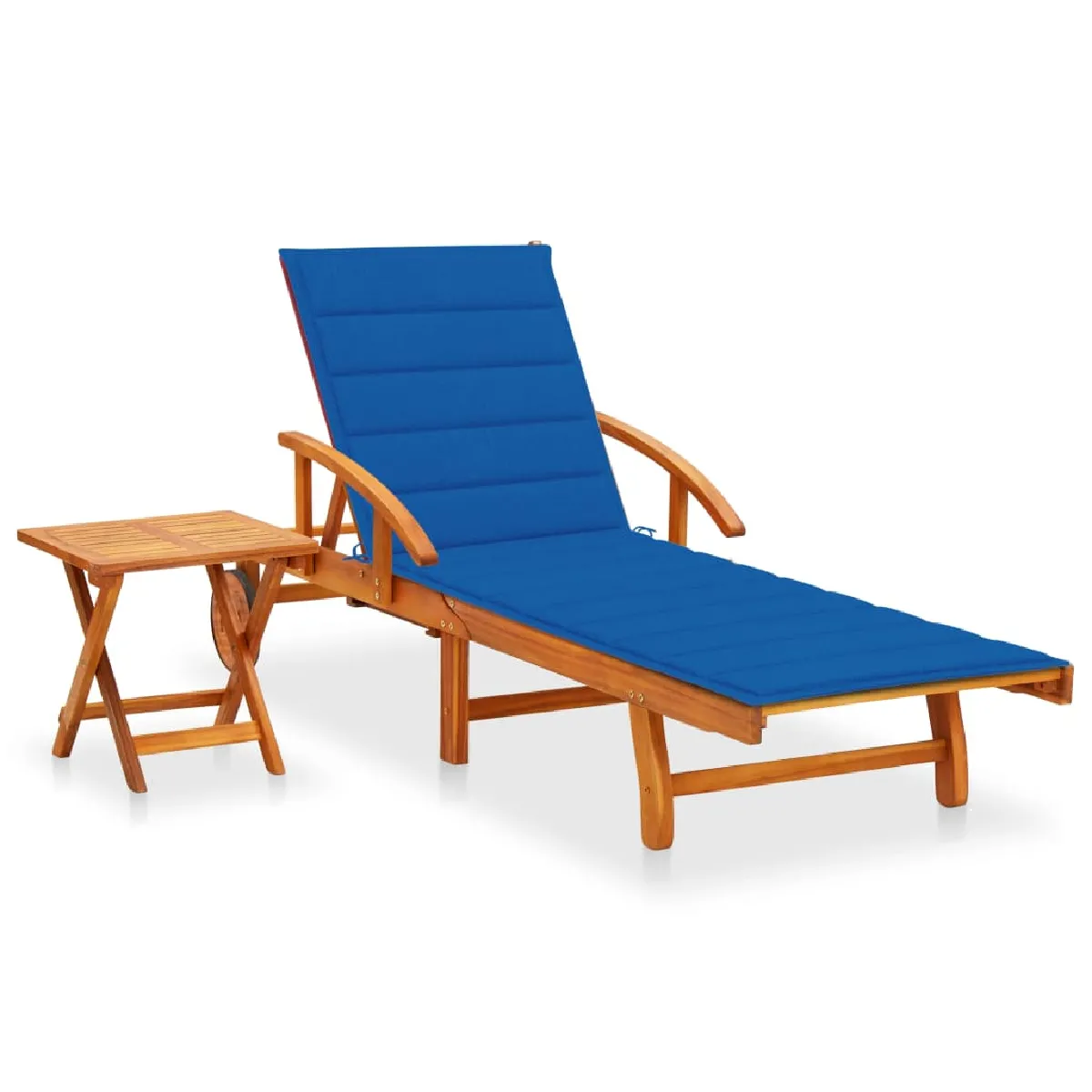Vidaxl chaise longue avec table bois d'acacia - vue 4