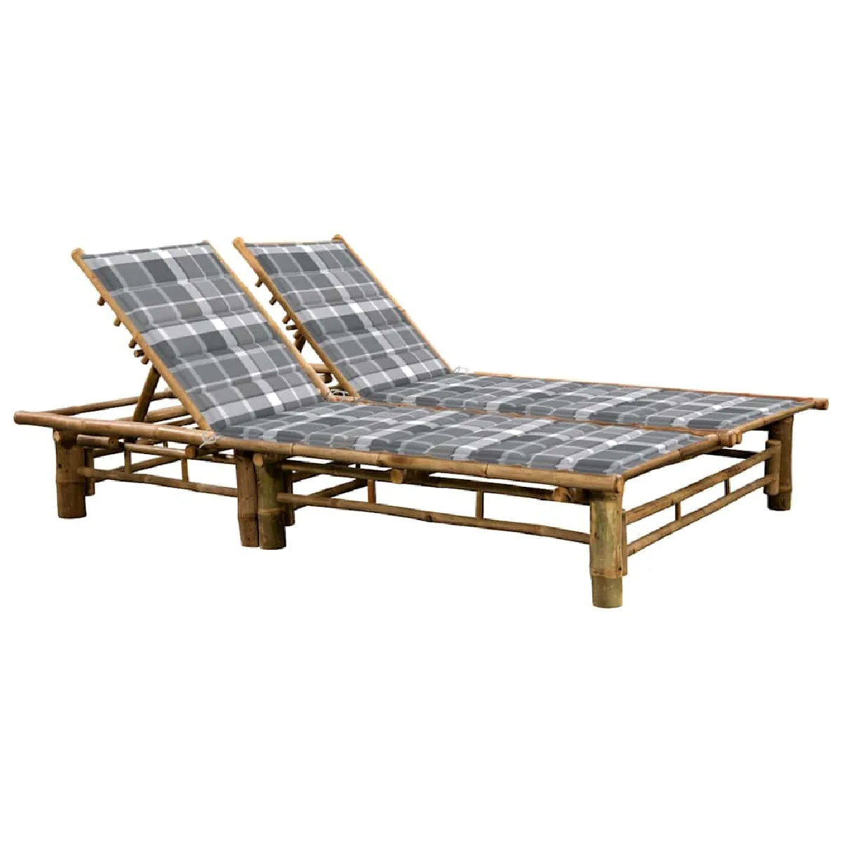 Non Communiqué Chaise Longue Pour 2 Personnes Avec Coussins Bambou - Image 3