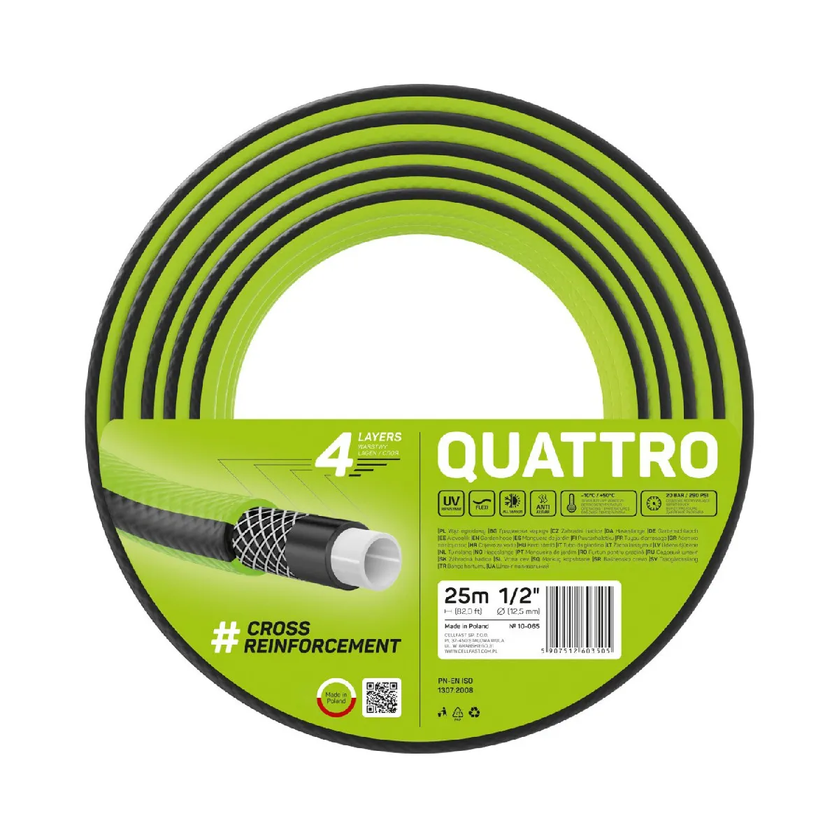 Générique Cellfast Quattro Tuyau D'arrosage 1/2" 25M