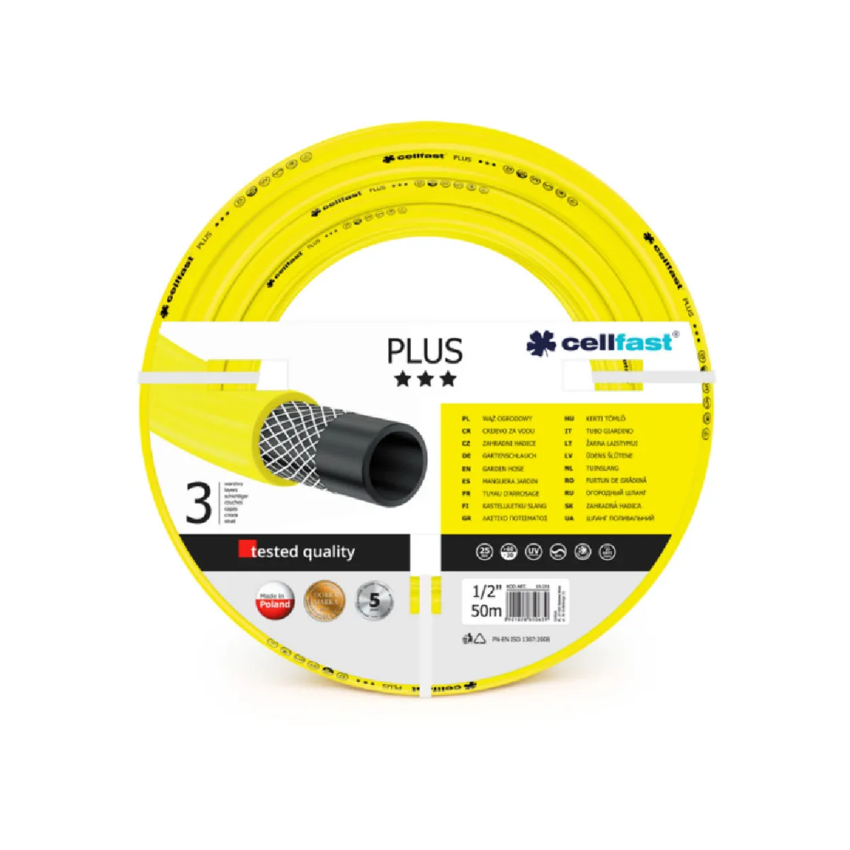Générique Jaune Tuyau Arrosage Cellfast Plus 1/2" 50M
