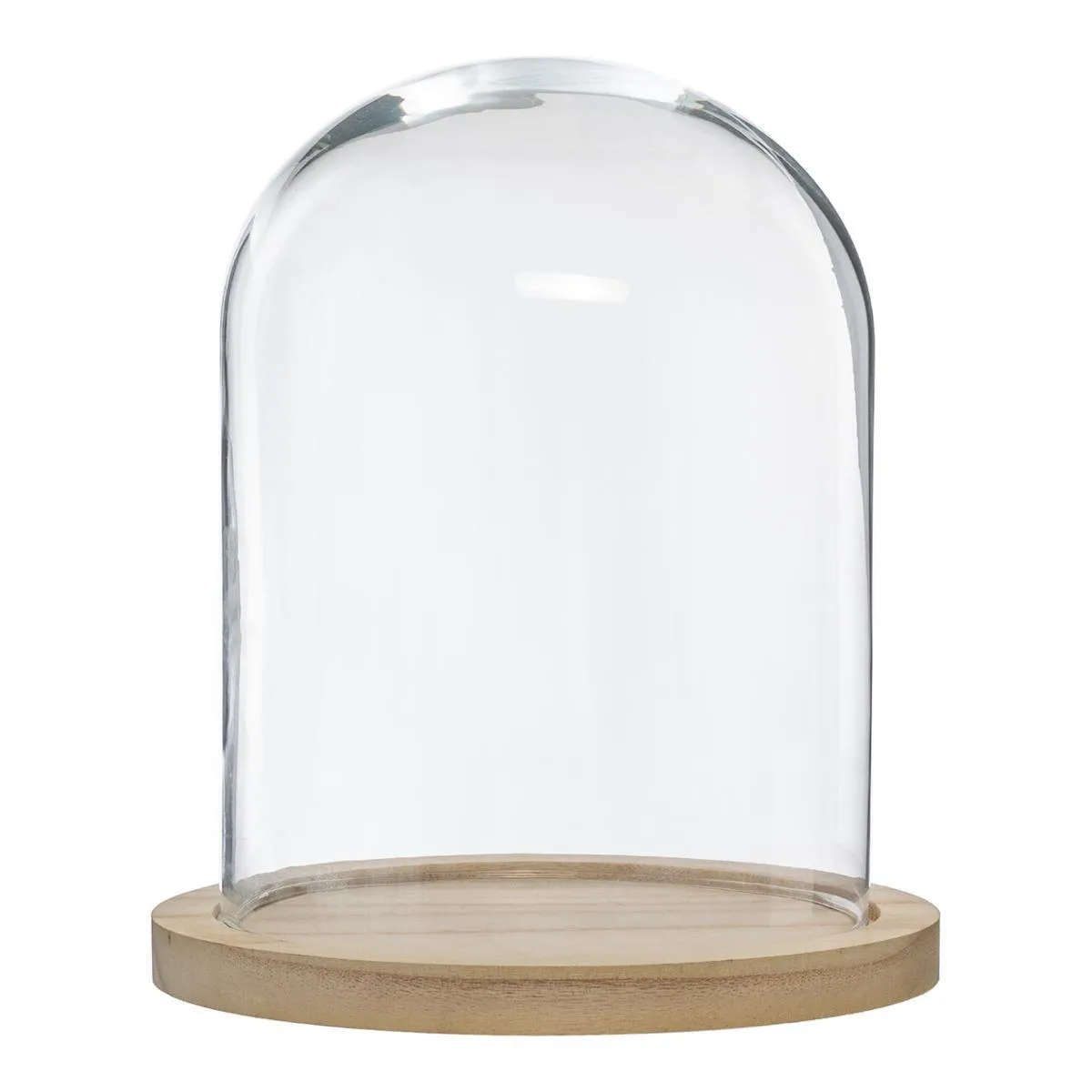 Atmosphera Cloche En Verre Socle Bois - Naturel