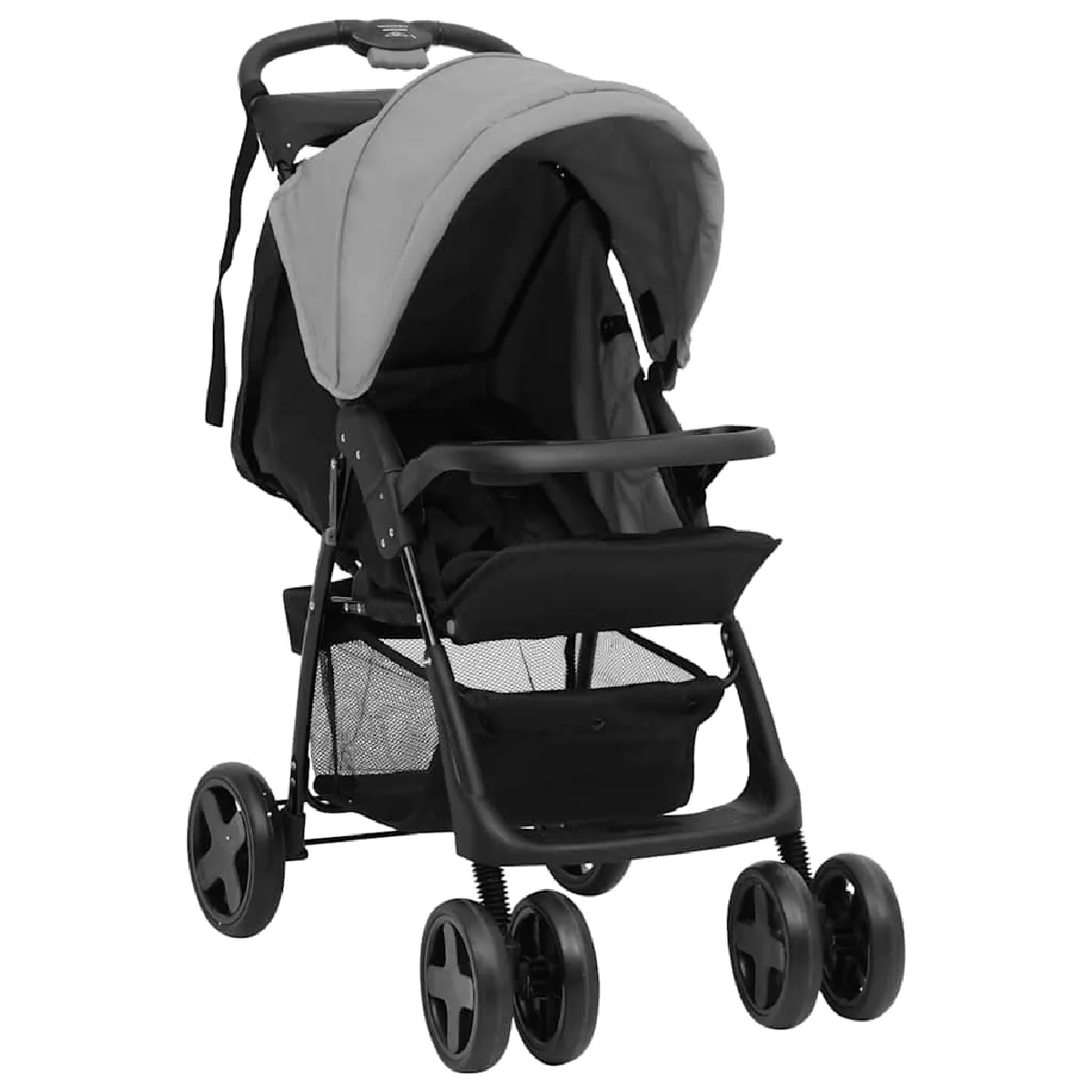 Vidaxl Gris/Noir Poussette Bébé 2-En-1