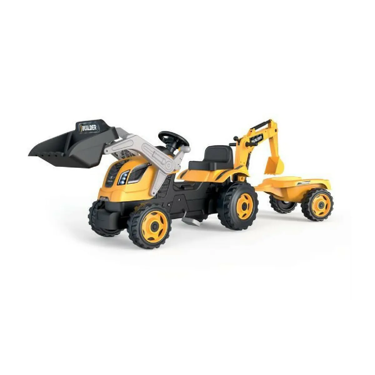 Smoby Tracteur a pédales Builder Max + Remorque
