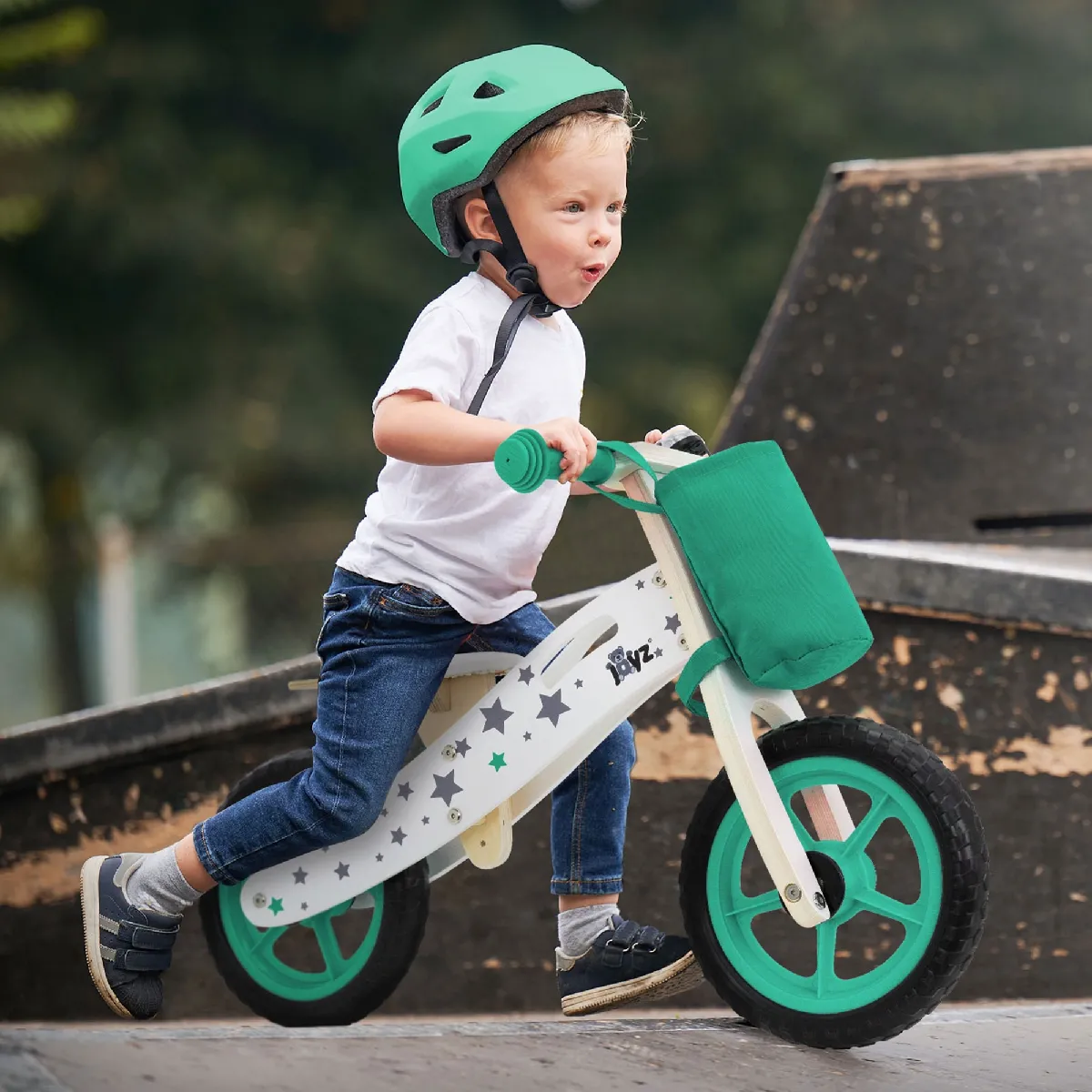 Joyz Mini-Draisienne en Bois Vert Tricycle Rue du Commerce