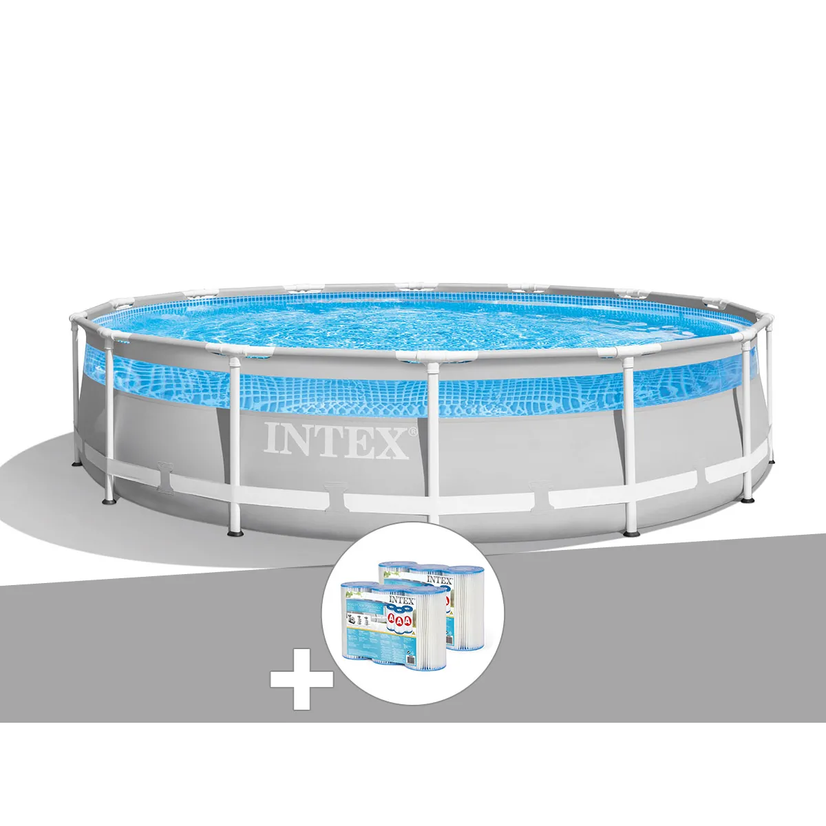 Intex Kit piscine tubulaire Prism Frame Clearview ronde 427 x 107 m + 6 cartouches de filtration