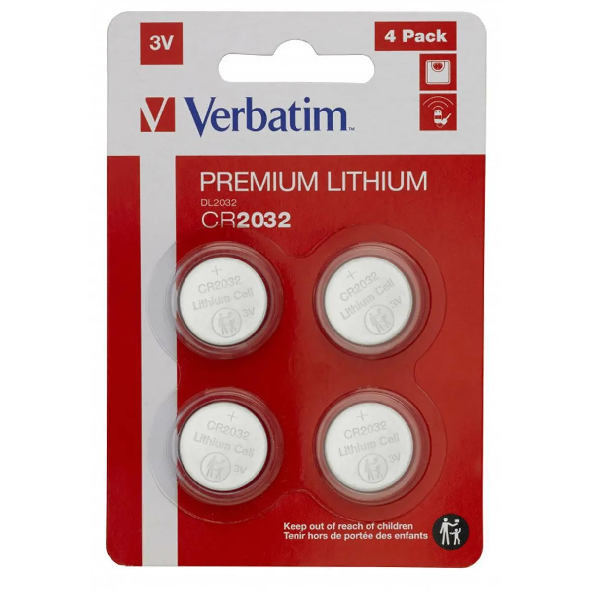 VERBATIM Pack 4 Piles CR2032 3V