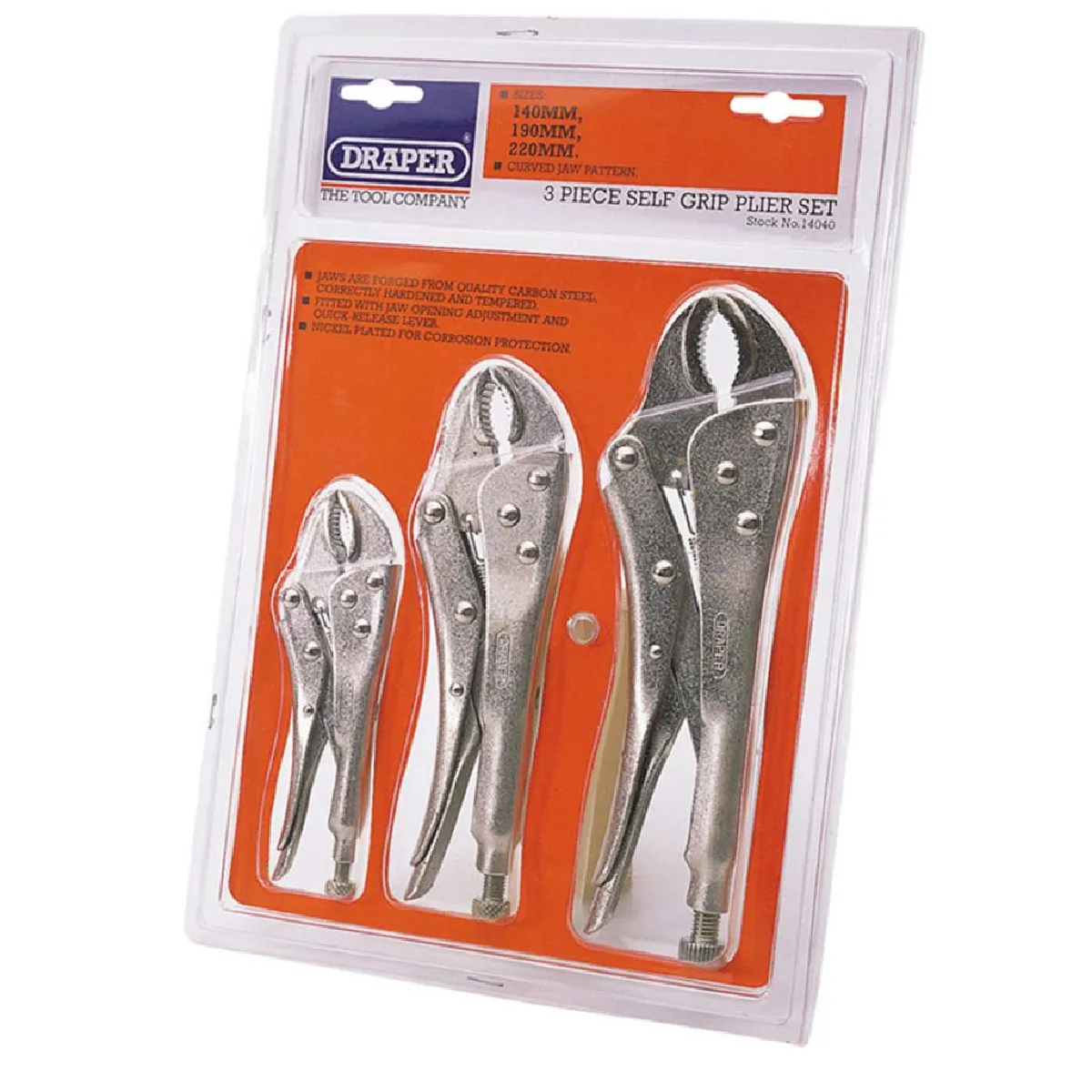Draper Tools 14040 - Jeu Pinces Autobloquantes 3 Pcs