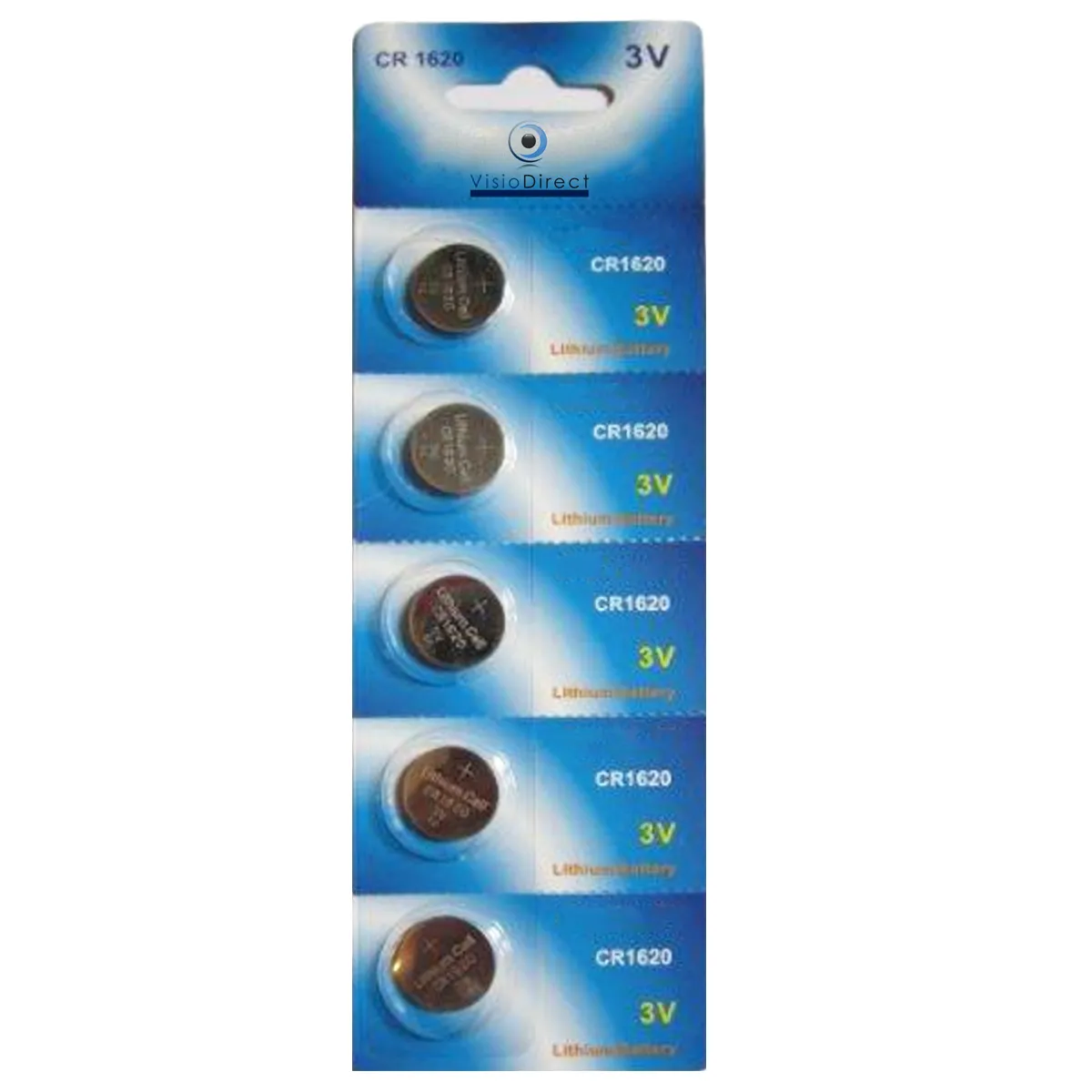 Visiodirect Piles Bouton Cr1620 Lithium - Lot De 5