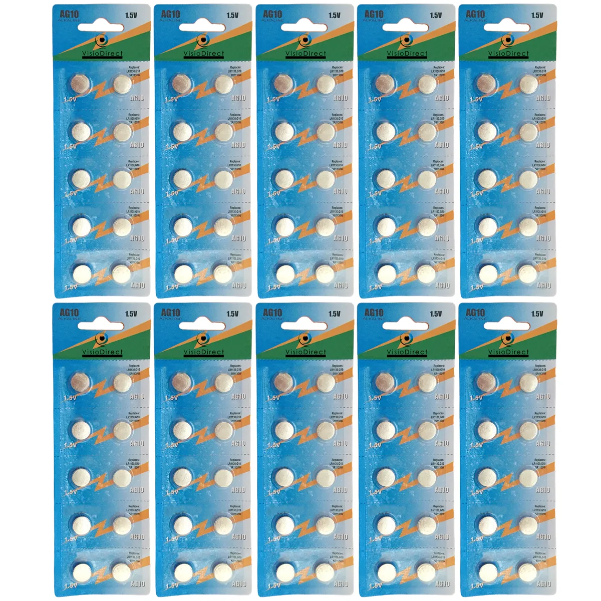 Visiodirect Piles Bouton Ag10 Pour Montres Et Calculatrices - Lot De 100