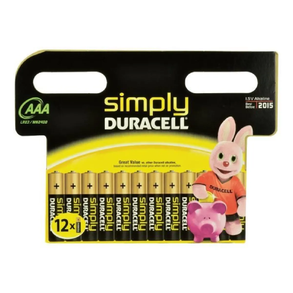 Duracell MN2400B12S Pack de 12 Piles AAA