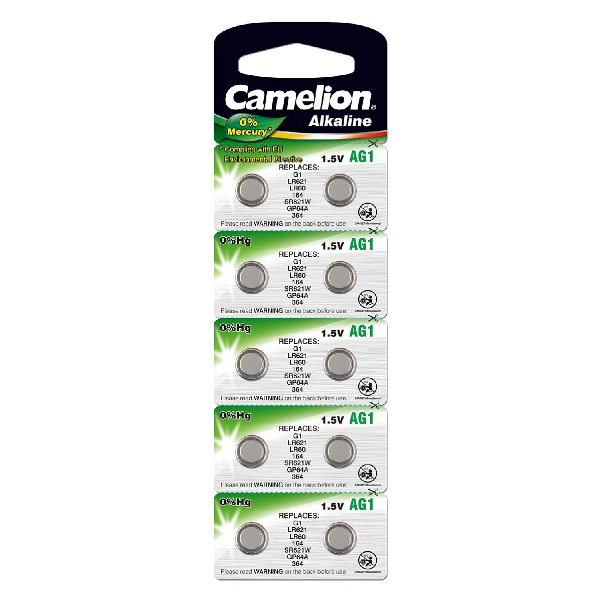 CAMELION  pile bouton AG1 alcaline - lot de 10