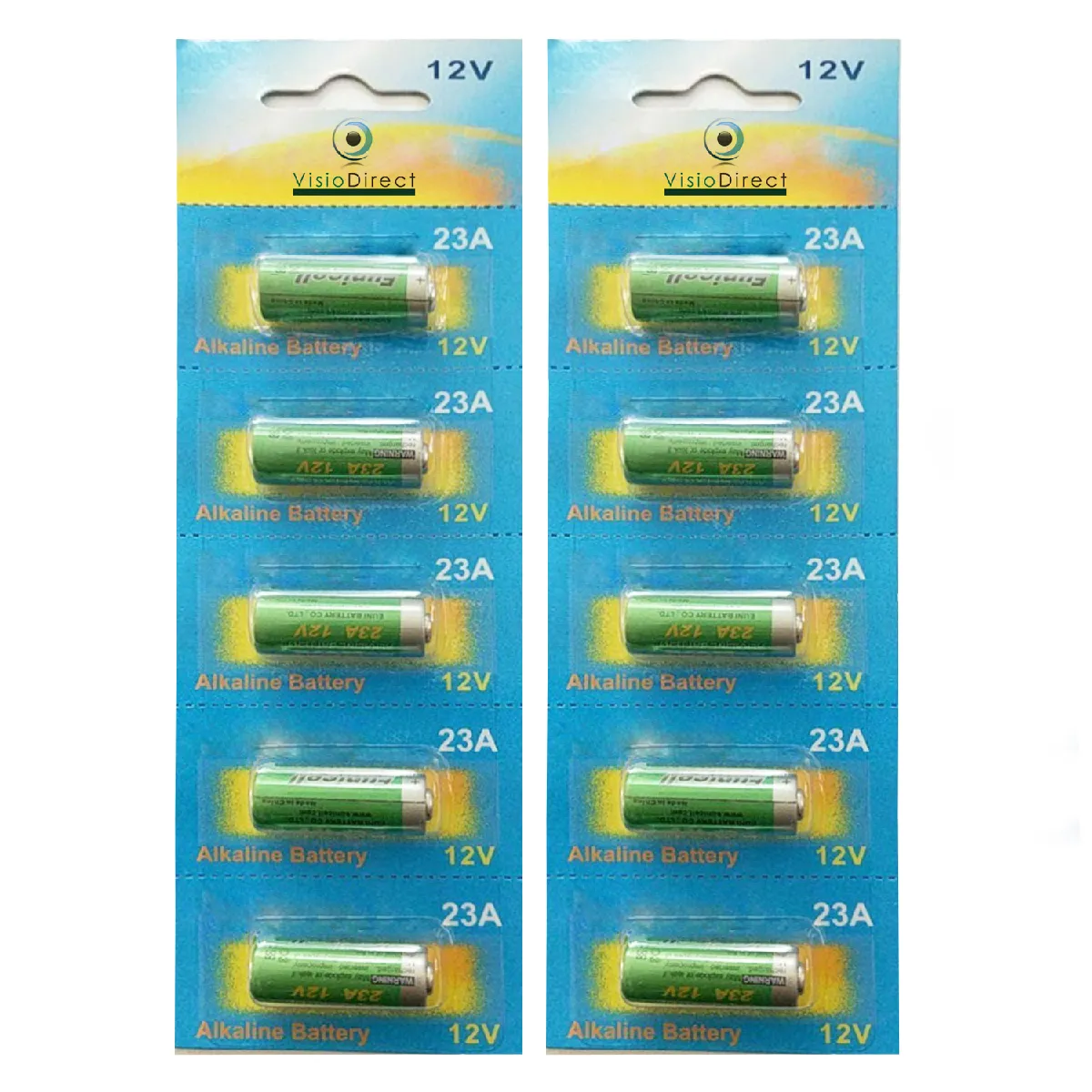 Visiodirect Piles Alcalines A23 12V - Lot De 10