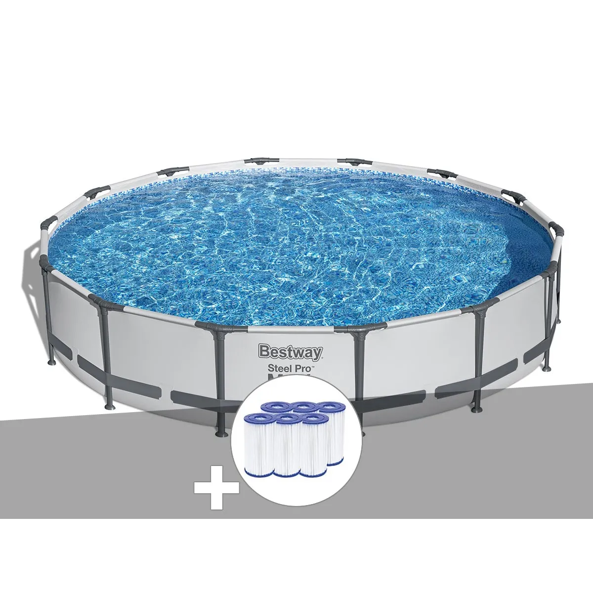 Kit Piscine hors sol tubulaire BESTWAY Steel Pro Max 427 x 84 cm Ronde Filtre à cartouche 1 cartouche