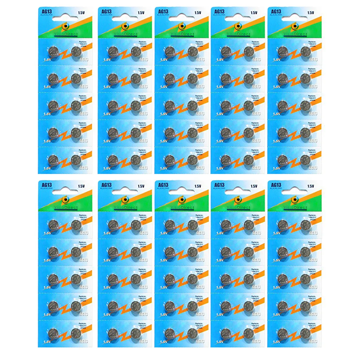 Visiodirect Piles Bouton Ag13/Lr44 - Lot De 100