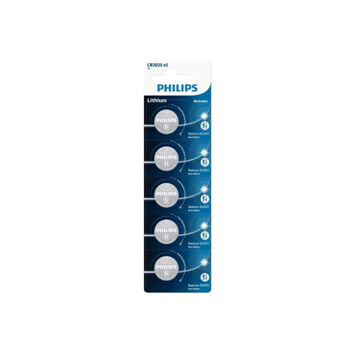 Pack de 5 piles Philips CR2025 3V - vue 4